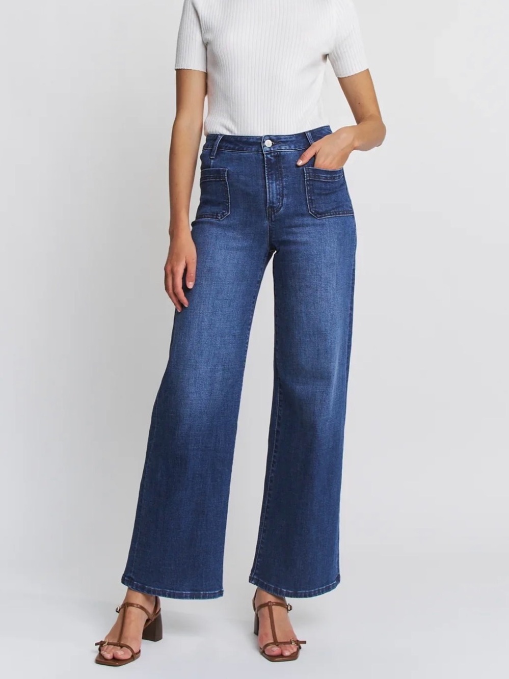 Mica High Ride Wide Leg Women's Jeans in Dark Blue